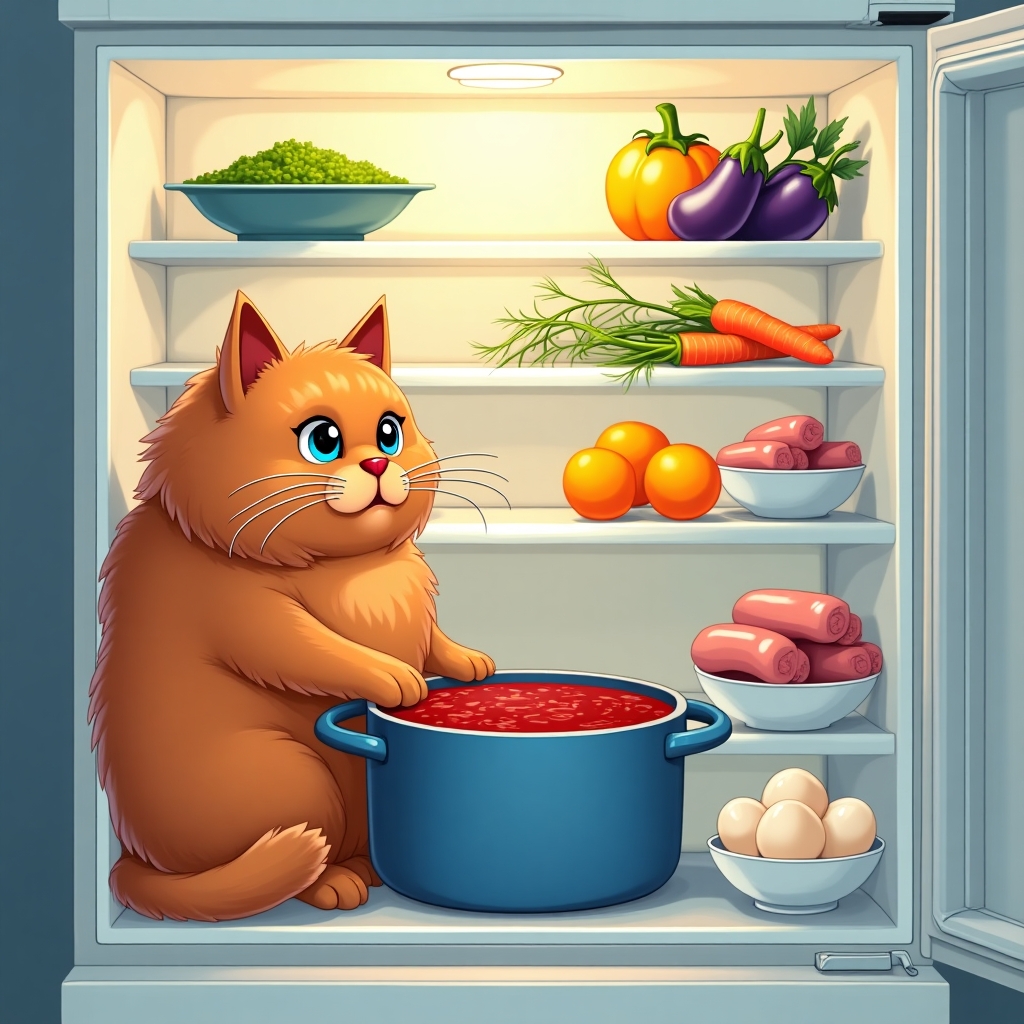 Пригоди рудого пухнастика у холодильнику